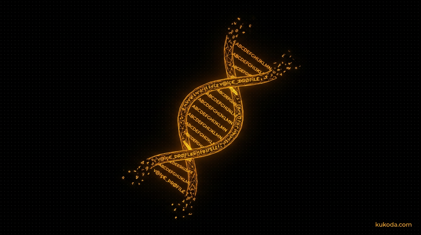 Abstract amber DNA helix representing Voice DNA technology